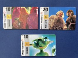 Swiss TelecomTaxcard Sammlung, 3 Stk. Vintage Gebraucht