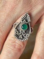 Vintage Indian Silberring green Stone (Grösse 54)