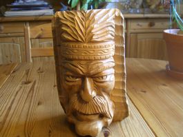 Gaucho-Kopf, handgeschnitzte Skulptur d.Künstlers C.A.Salvay