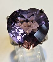 Ring Silber Herzform grosser Amethist Neu