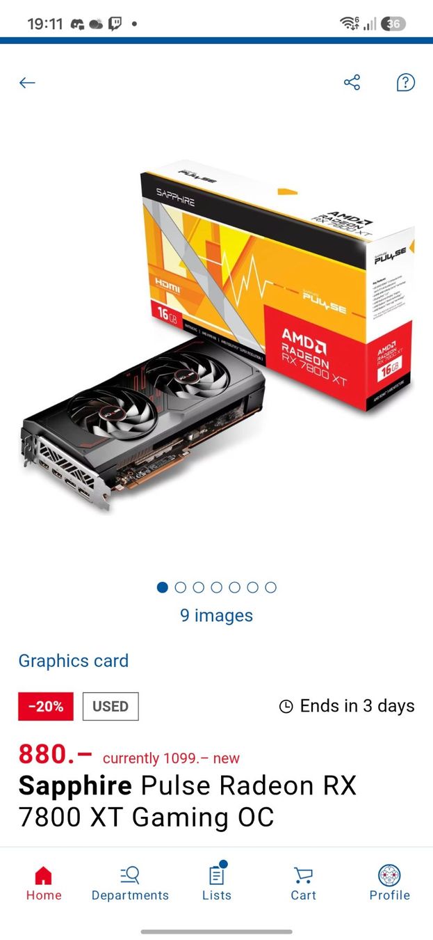Amd Schede grafiche: Rx 7800 xt (ITS CHEAPER ON TUTTI.CH) – Usato da Weiningen ZH venduto da nin_5ryy 3
