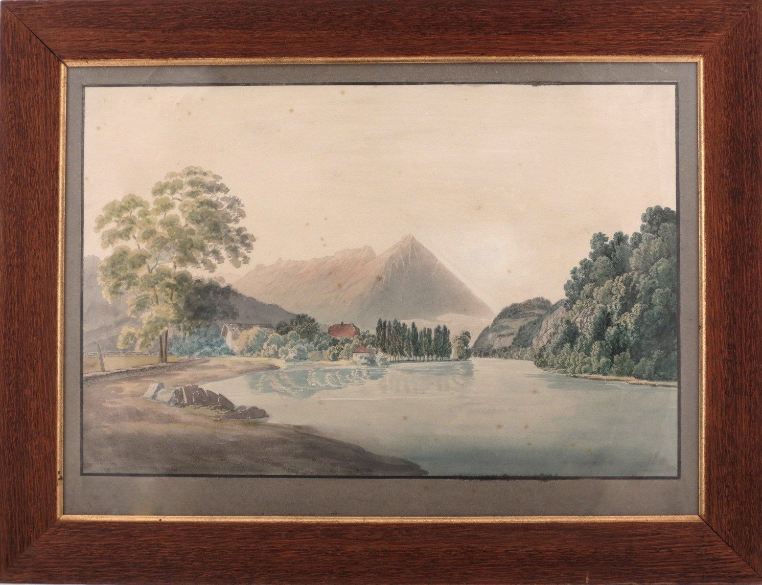 Gemälde: Aquarelle Thunersee mit Niesen 19jh. – Gebraucht aus Noville von novar