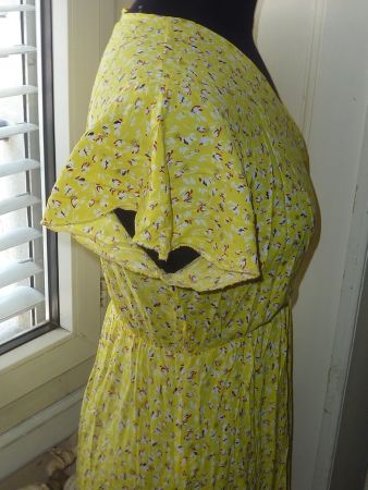 robe longue d'été jaune avec motif fleurs L coton made italy