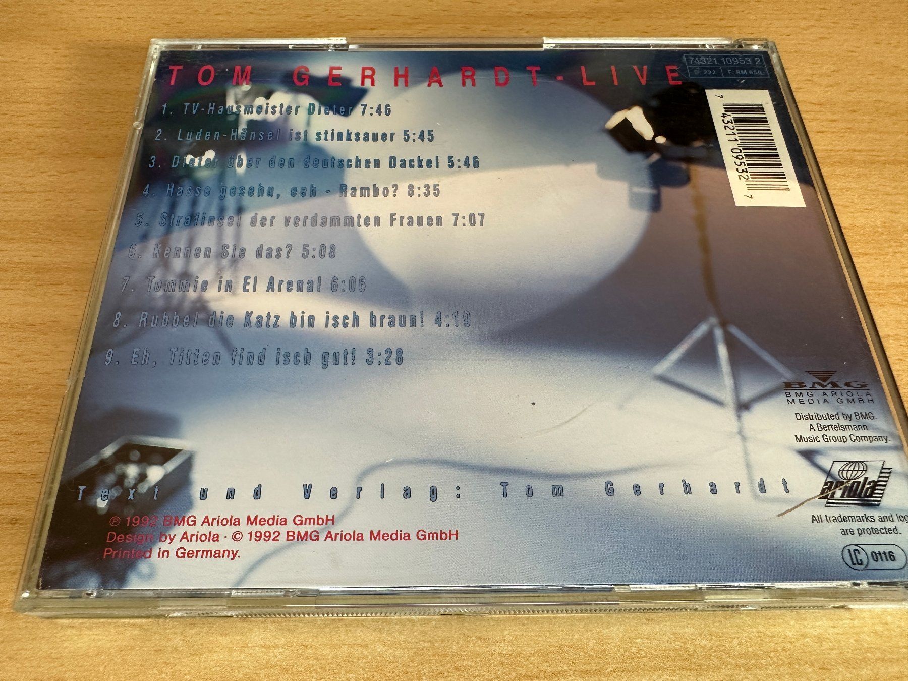 CDs: Tom Gerhardt – Live "Dackel Mit Sekt" - Tour '88 - '92 – Gebraucht aus Rikon im Tösstal von Alpenmutz 1