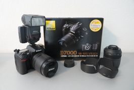 Nikon D7000 + 2x 18–105mm VR + SB-800 Blitz + Tasche & Zubeh