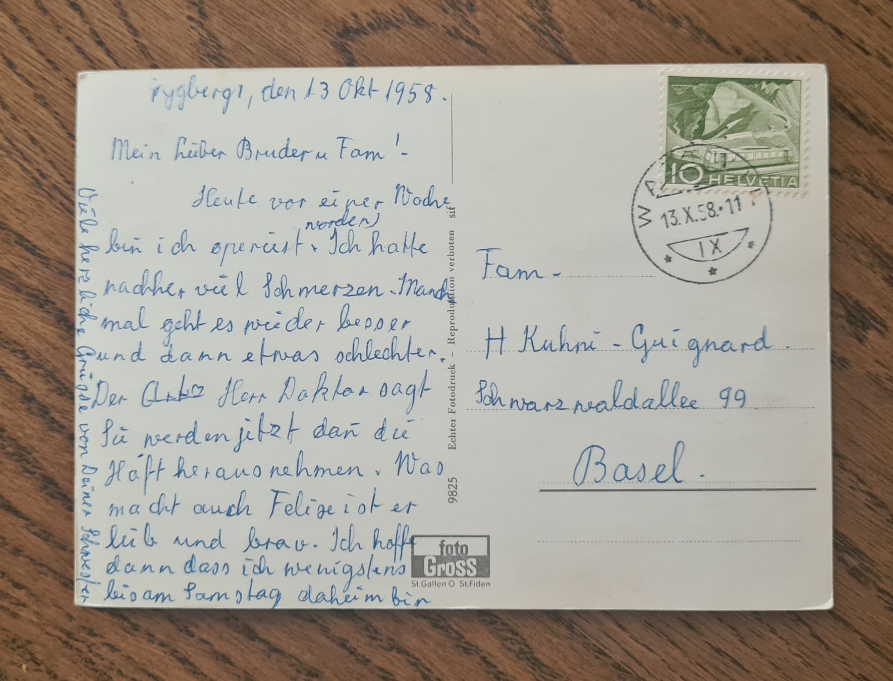 Cartoline postali: Krankenhaus Wattwil 1958 – Usato da Ebikon venduto da Donar50 1