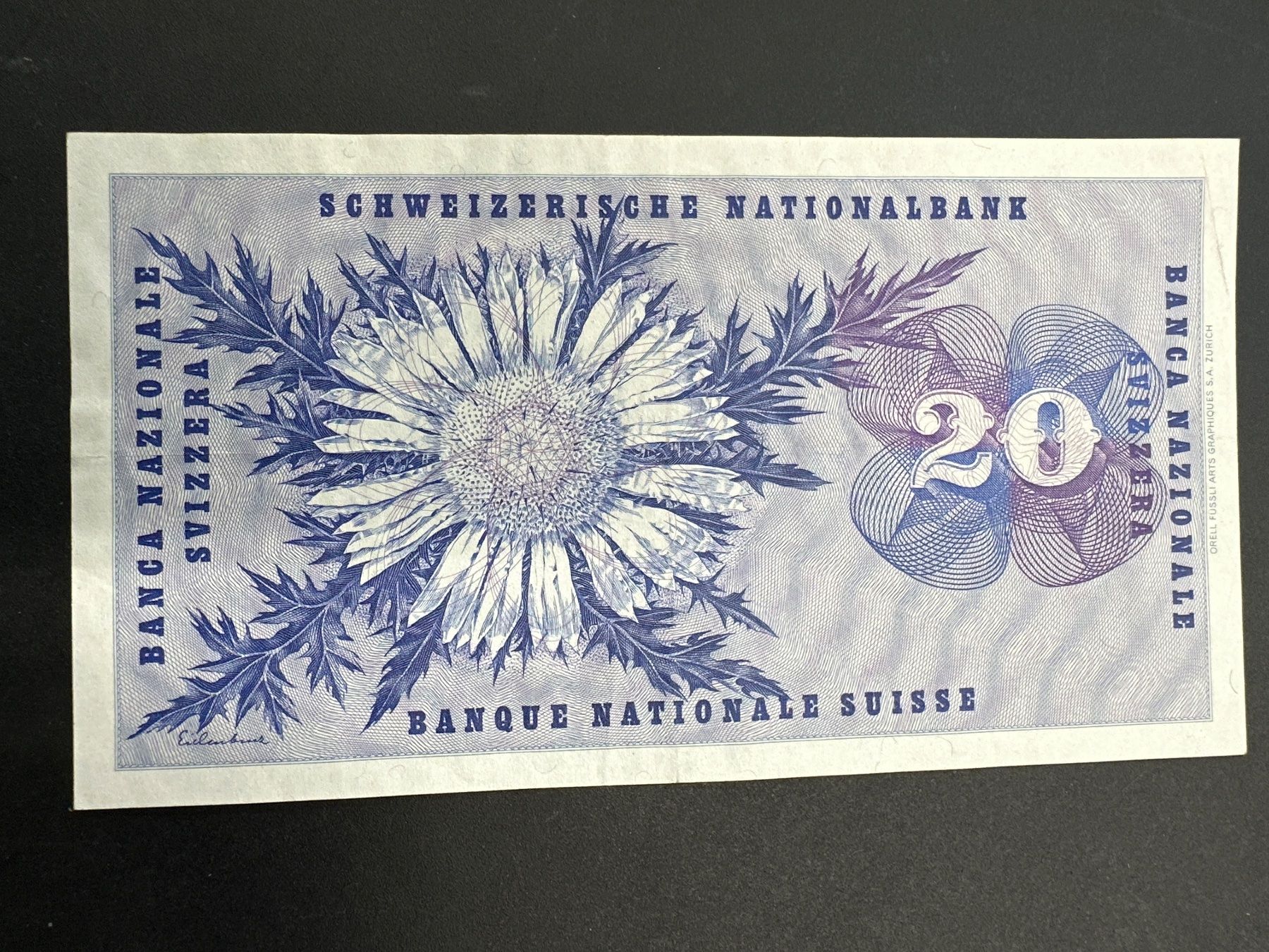 Banknoten: 20 Fr.-Note Schweiz 1973 – Gebraucht aus Herisau von herau 1