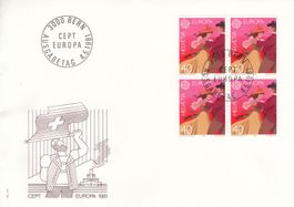1981 Europa CEPT 2 FDC Steinstosser Trachtenpaar Viererblock