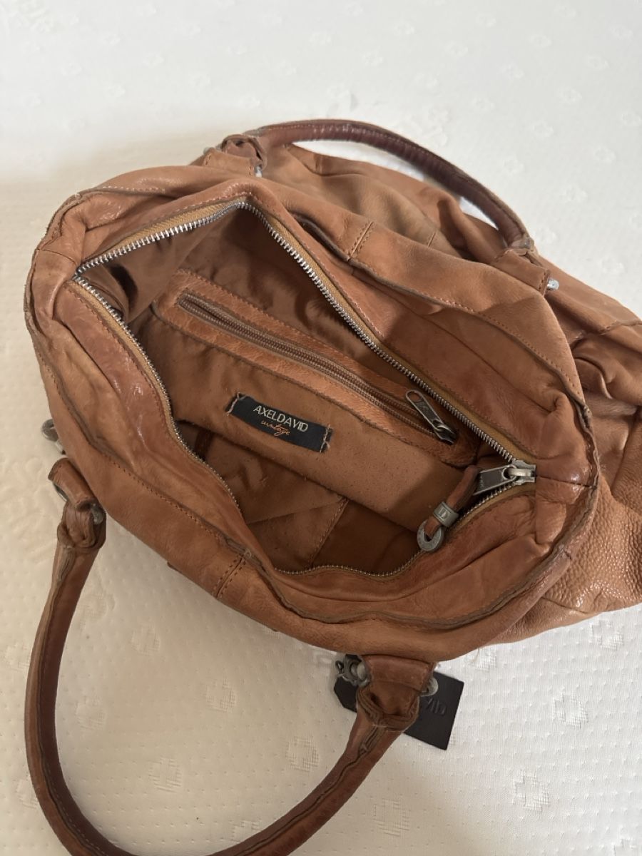 Taschen für Damen: Echtleder Tasche Cognacfarben – Gebraucht aus Fürstenau von Du-01 2