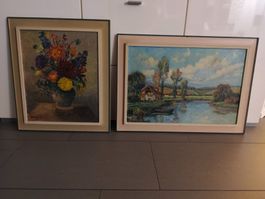 ORIGINAL VINTAGE ÖLBILDER – 2er SET – HANDGEMALT