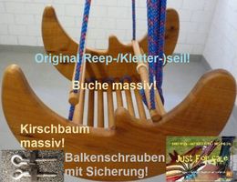 Mond-Schaukel - Massivholz CH-Made (+Reepseil, +Schrauben!)