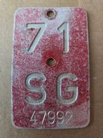 Velonummer SG 71 plaque Velo
