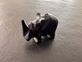 Mini Deko Figur Nashorn aus Holz