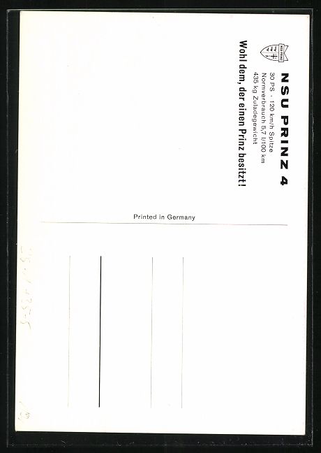Cartoline postali: NSU-Prinz 4 vor einem Wohngebäude, Auto – Usato da Berlin venduto da bartko-reher 1