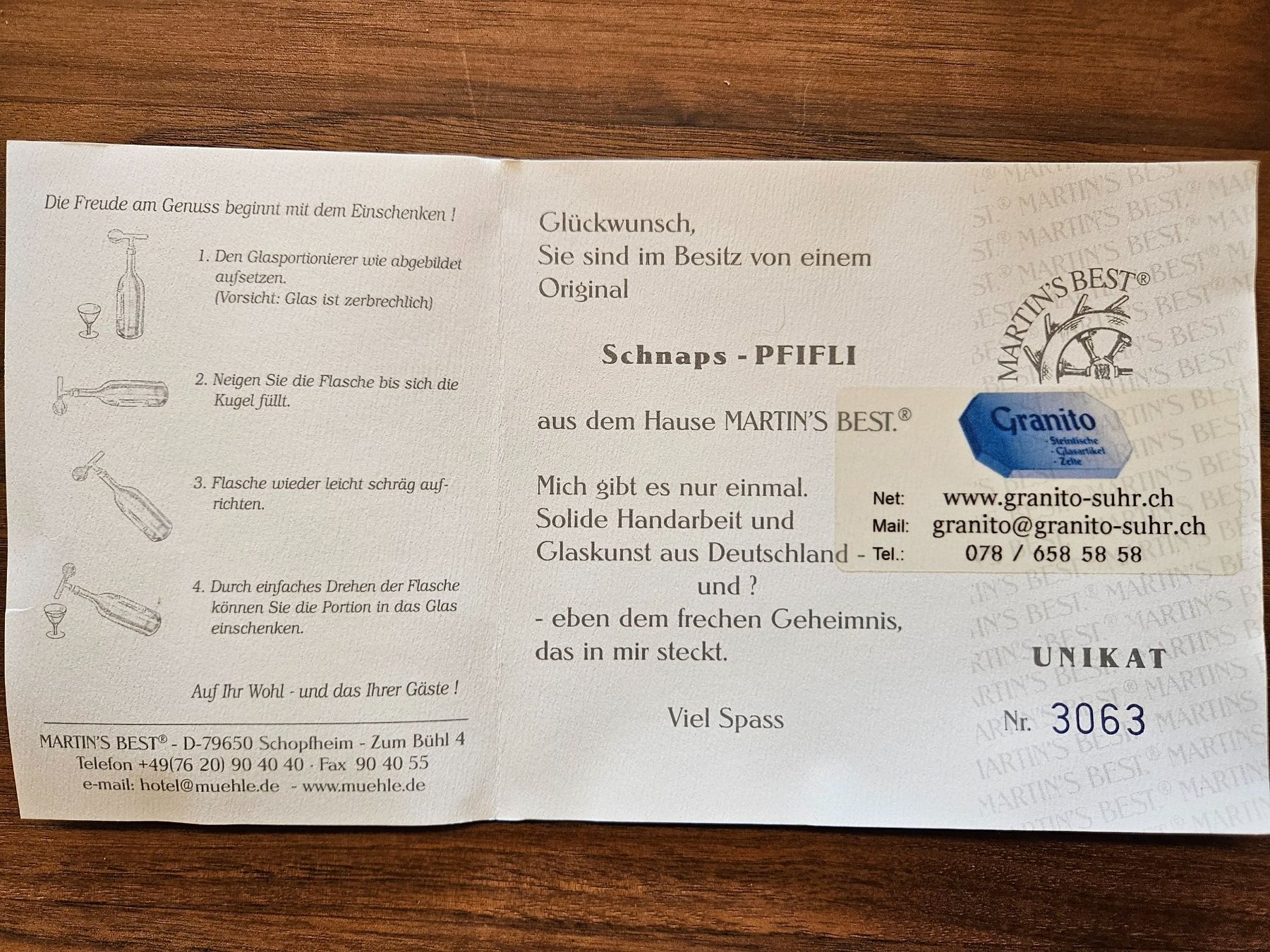Bicchieri: Schnaps Pfifli / Dosierer von Martin's Best – Usato da Münchwilen AG venduto da pel_y9jx 4