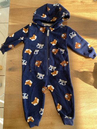 Baby Fleece Overall Smile blau mit Tiermotiv Grösse 80