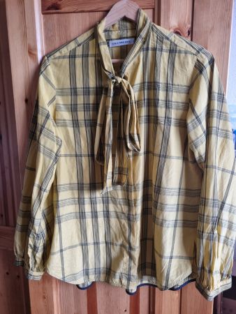 Yellow checkered Silk Blouse