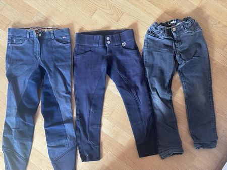 2 Reiterhosen, 1 Jeans 128