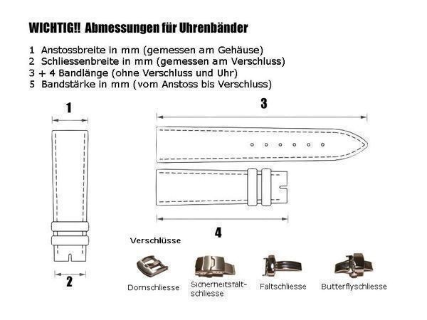 Uhrenarmband Ranger massives Kalbsleder 22mm schwarz/rot 4