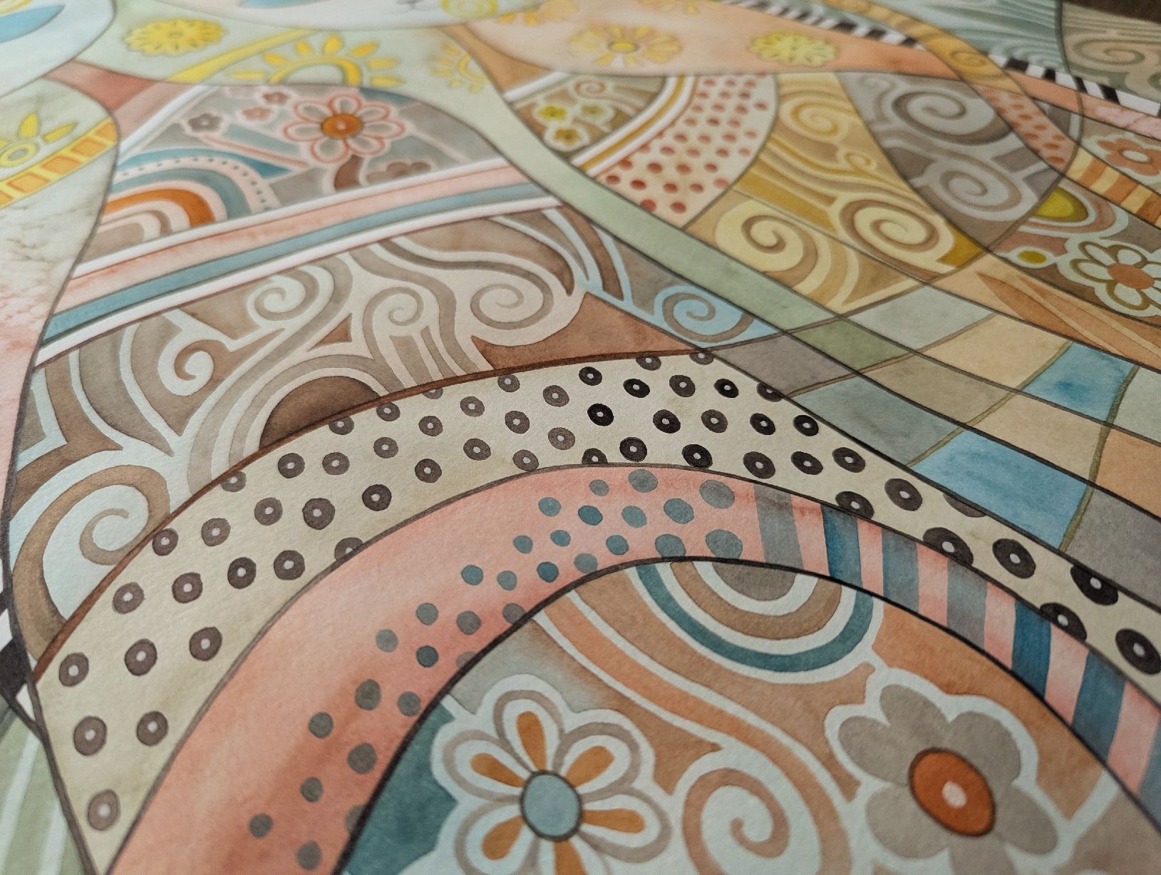 Dipinti: Original Aquarell "zwei Katzen" Bild bunt Muster – Nuovo e nell'imballaggio originale da Wittenbach venduto da Mary.M.Boesch 1