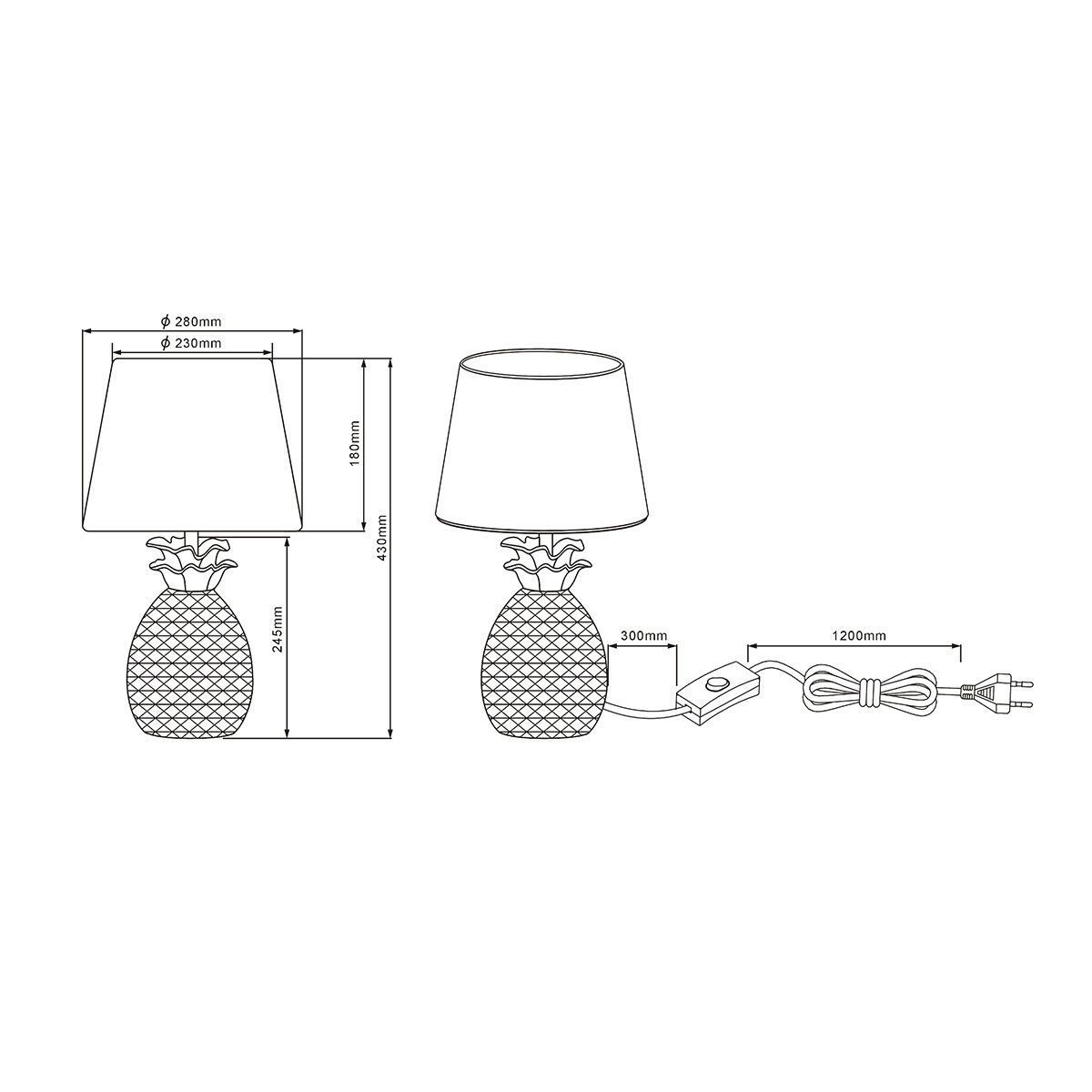 Lampade: Tischleuchte, Stoff, Keramik, 43 cm Höhe – Nuovo (secondo la descrizione) da Kreuzlingen venduto da Smart-Light 3