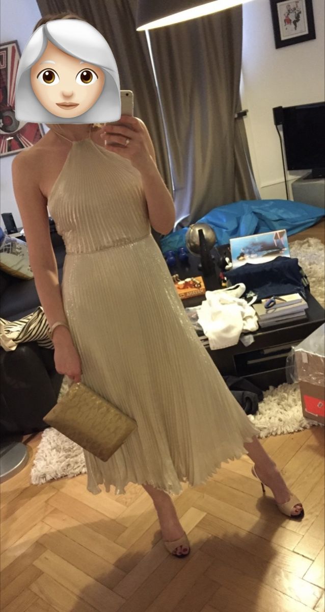 Vestiti: Robe de soirée plissée dorée dos nu - Taille 36 – Nuovo (secondo la descrizione) da Commugny venduto da rus_my8v 2