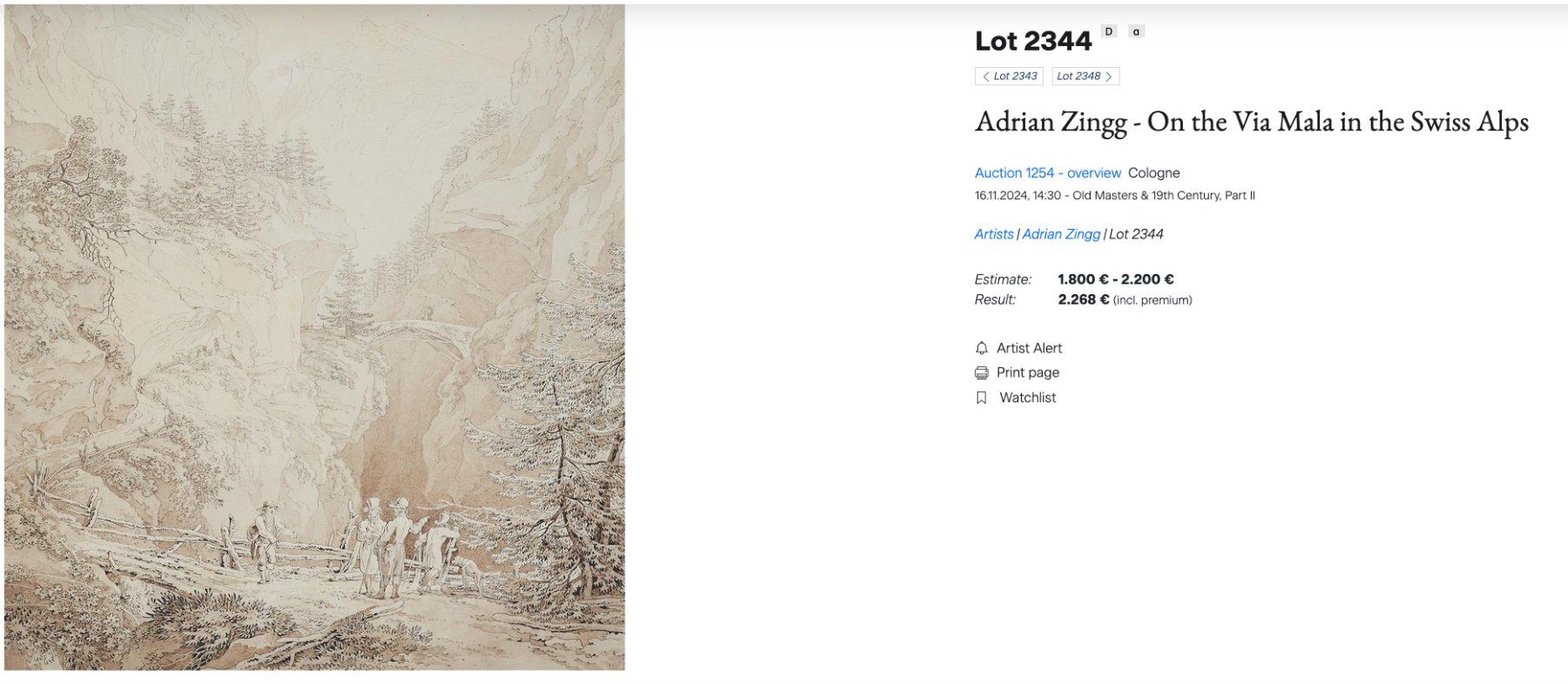 Dipinti: Dessin l'école d'Adrian Zingg - Herrnskretschen -circa 1780 – Usato da Sion venduto da Gravure8283 7