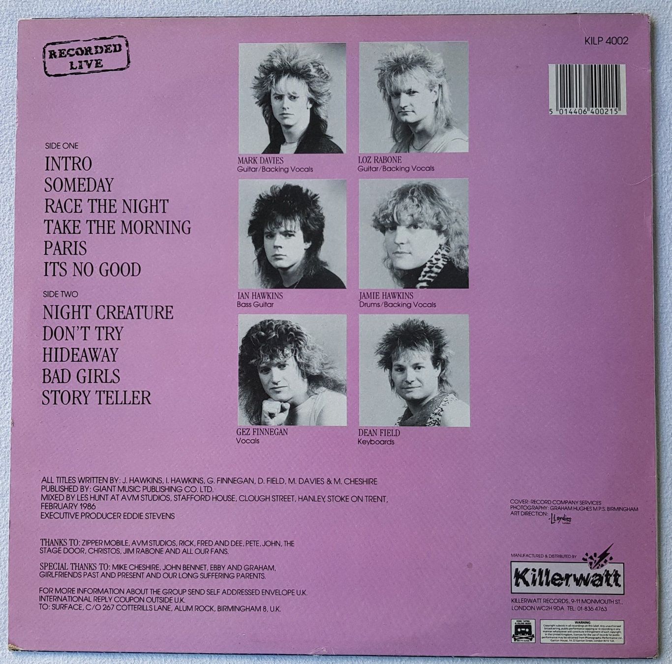 Schallplatten: Surface – Race The Night - LP - 1986 - First Press – Gebraucht aus Uster von Zardodel 1