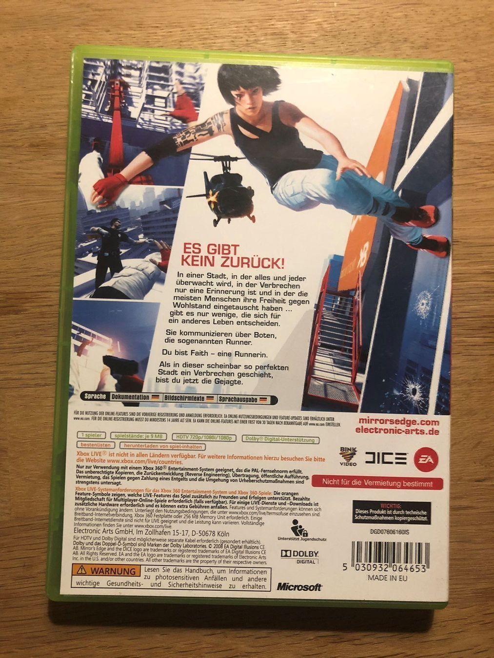 Microsoft Giochi: Mirrors Edge für Xbox 360 – Usato da Kestenholz venduto da Dickies09 1