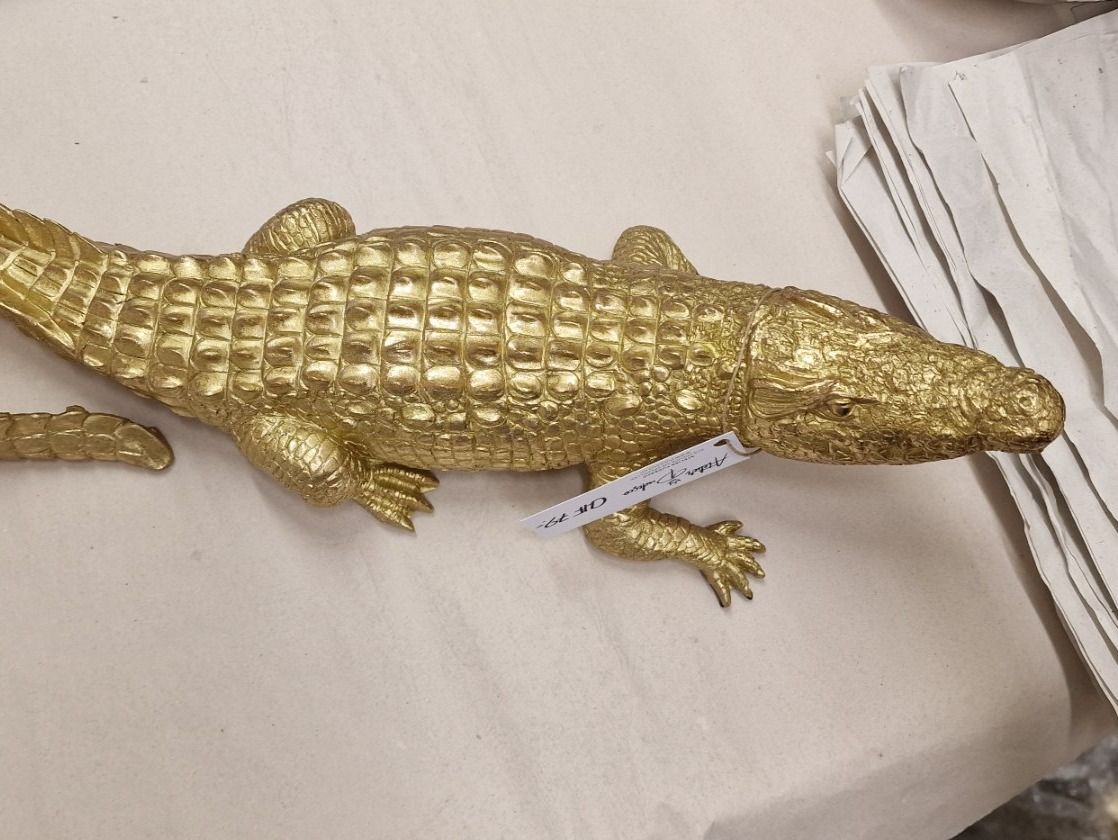 Statuette: Gold Krokodil – Nuovo e nell'imballaggio originale da Schaffhausen venduto da AtelierPudesco 2