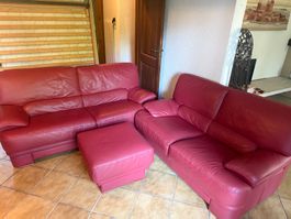 Canapé Calia en cuir rouge