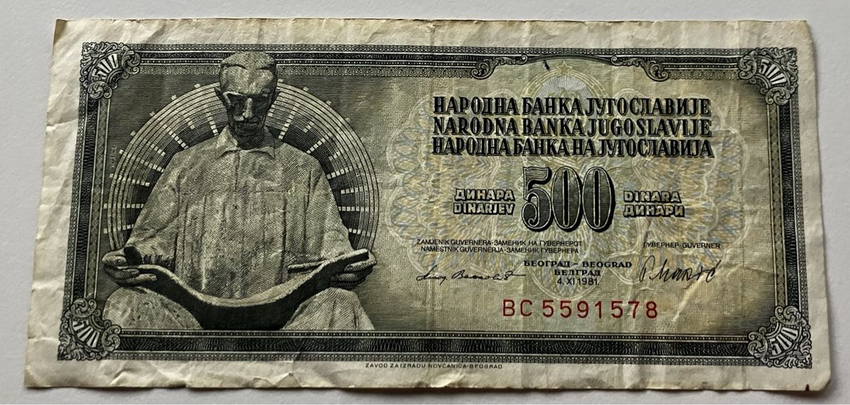 Banconote: Jugoslawien 500 Dinara 1981 – Usato da Algetshausen venduto da Carrhard
