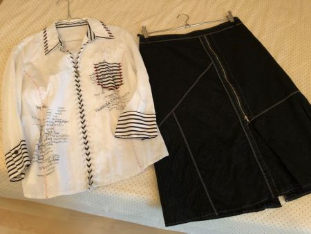Rock (Jupe) schwarz mit weisser Bluse