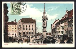 AK Basel, Fischmarktbrunnen, 1906