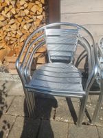 Gartenstühle Aluminium silber Stapelbar 4 Stk