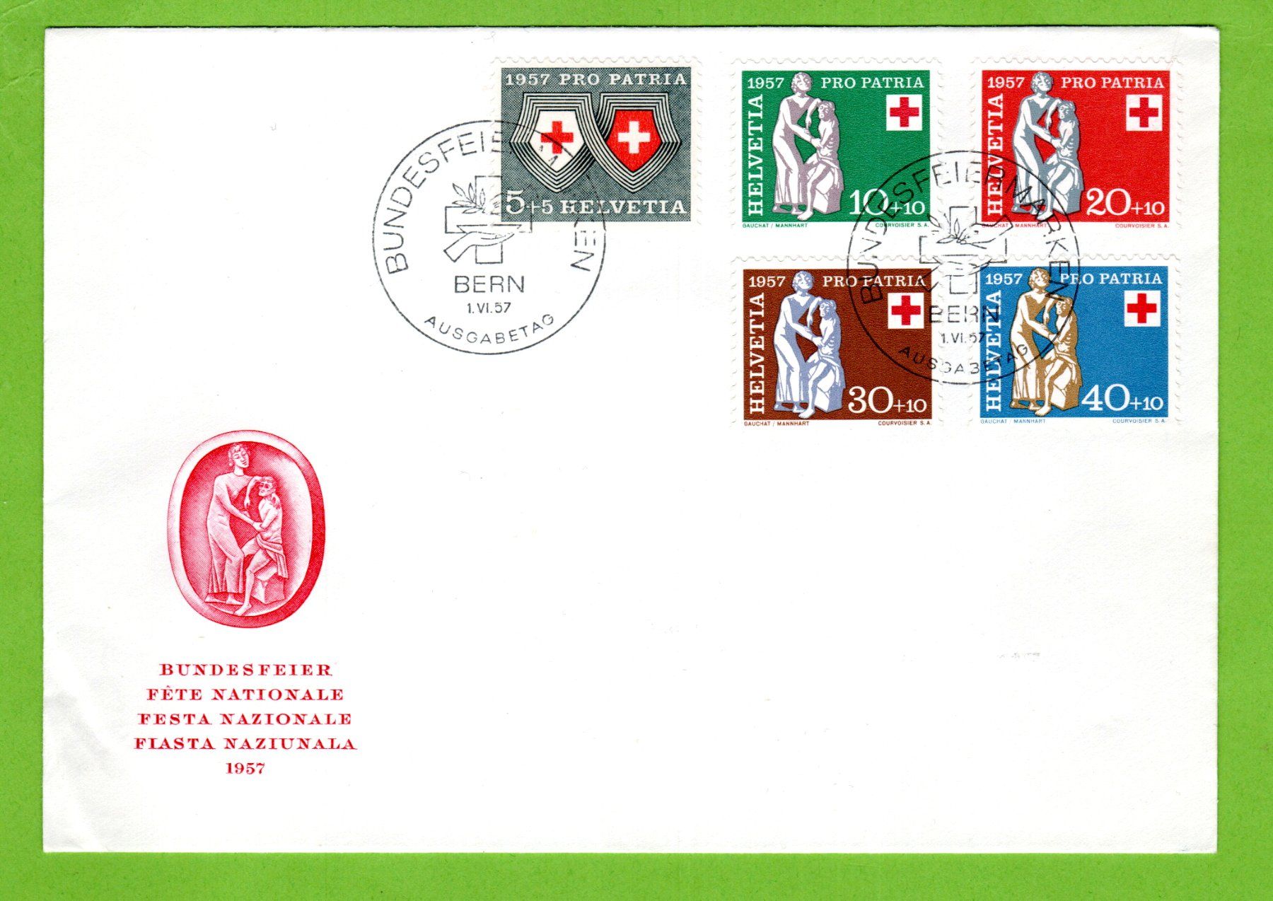 Tutti i francobolli: PP 1957 FDC Wappen + Sinnbild/Barmherzigkeit SBK 60.-- – Usato da Stein am Rhein venduto da Huehnerhund