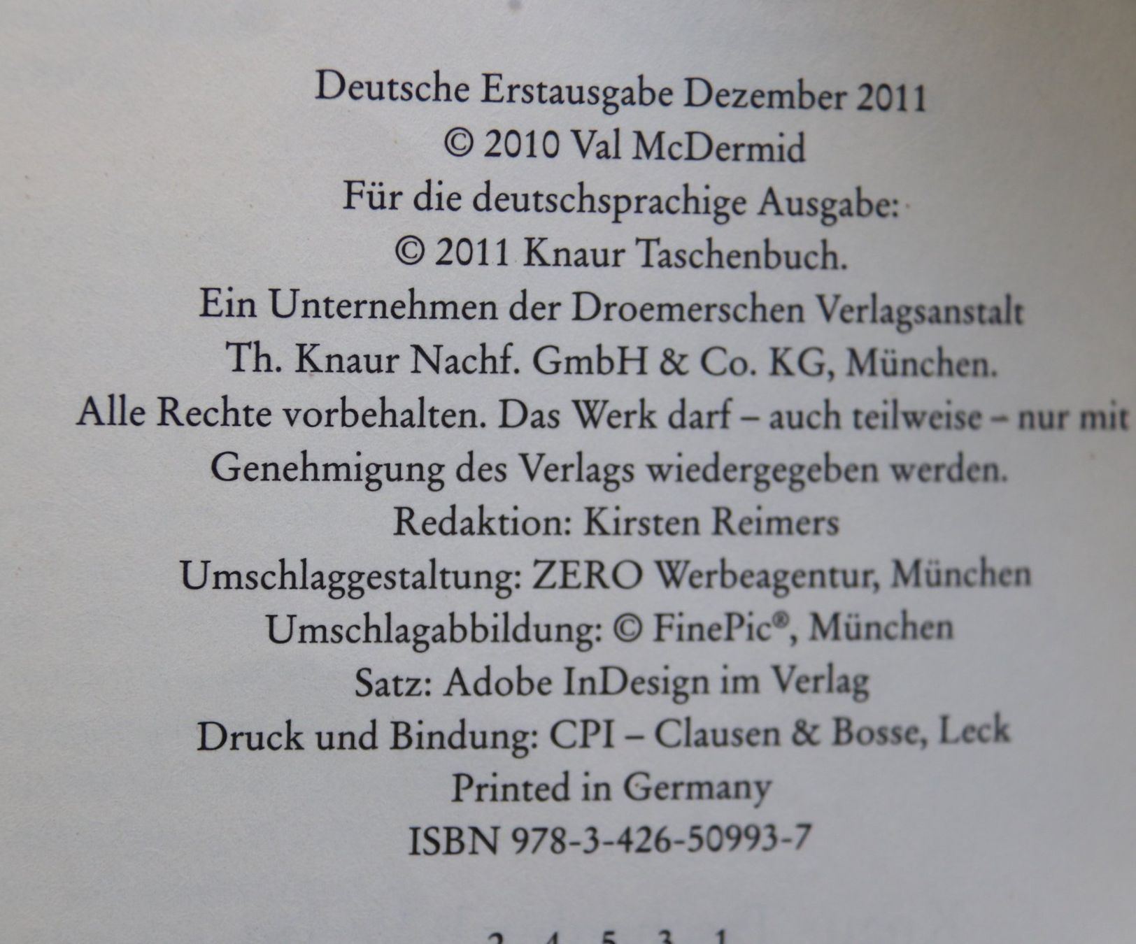 Livres: Alle Rache will Ewigkeit von Val McDermid – D'occasion à Glattfelden par Vrenely 6