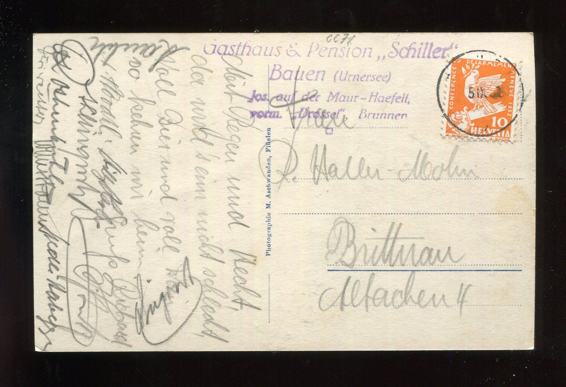 Cartoline postali: Bauen, Seedorf, Hotel Schiller – Usato da Aarau venduto da Elmaar41 1
