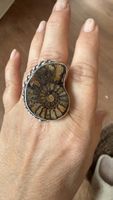 Einzigartiger Silberring mit Ammonit Fossil Schmuck!