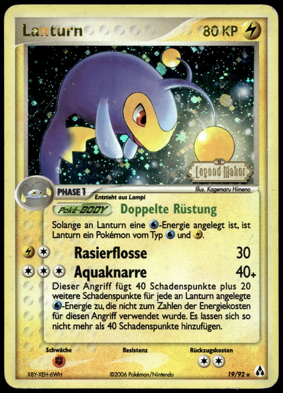 Pokémon Carte collezionabili: Lanturn 19/92 Reverse Holo Pokémon EX Legend Maker – Usato da Uster venduto da Madame_Cards