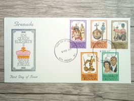 TR87 Enveloppe + Timbre Grenada 1977 Silver Jubilee QE2