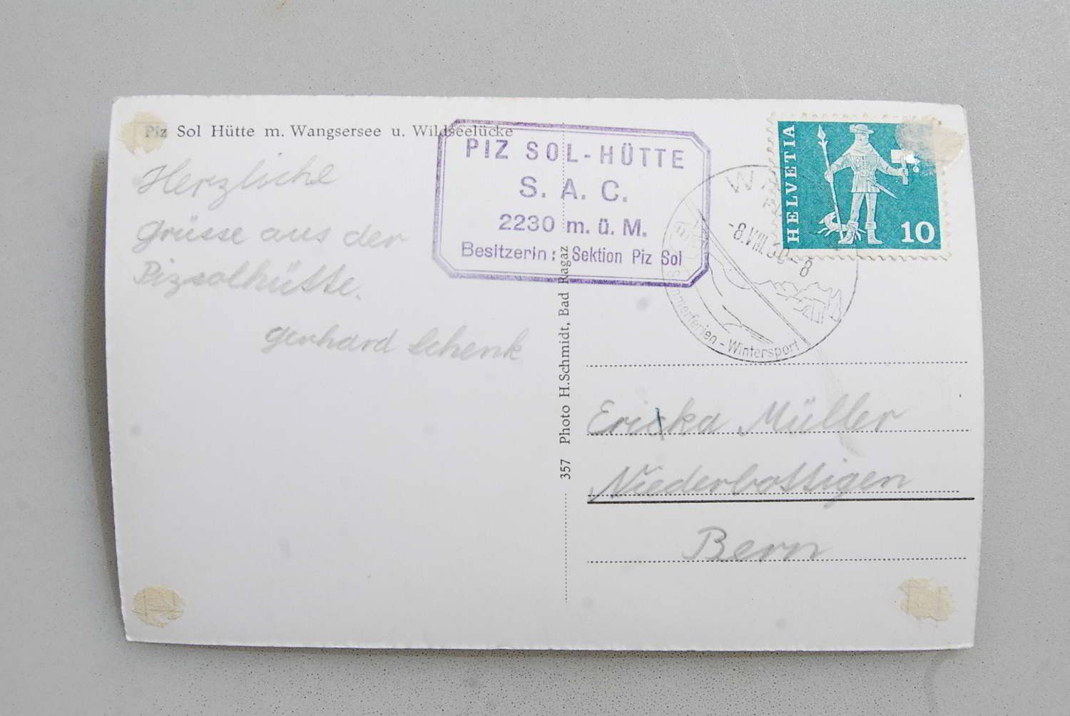 Cartes postales: Piz Sol Hütte mit Wangser See 1968 – D'occasion à Rüfenacht BE par Toro06 1