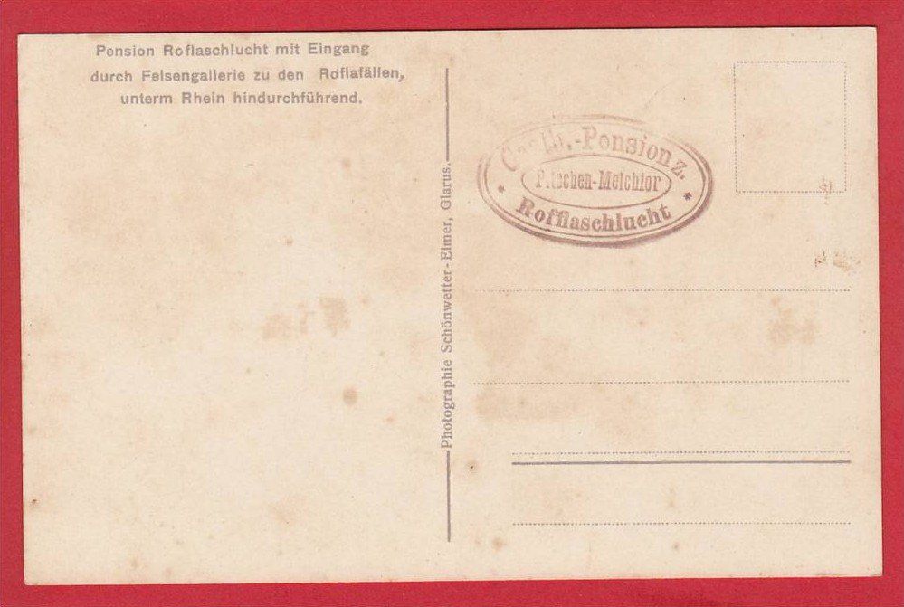 Cartoline postali: ROFLASCHLUCHT, PENSION MELCHIOR-PITSCHEN – Usato da Grüningen venduto da Kartenlaube 1