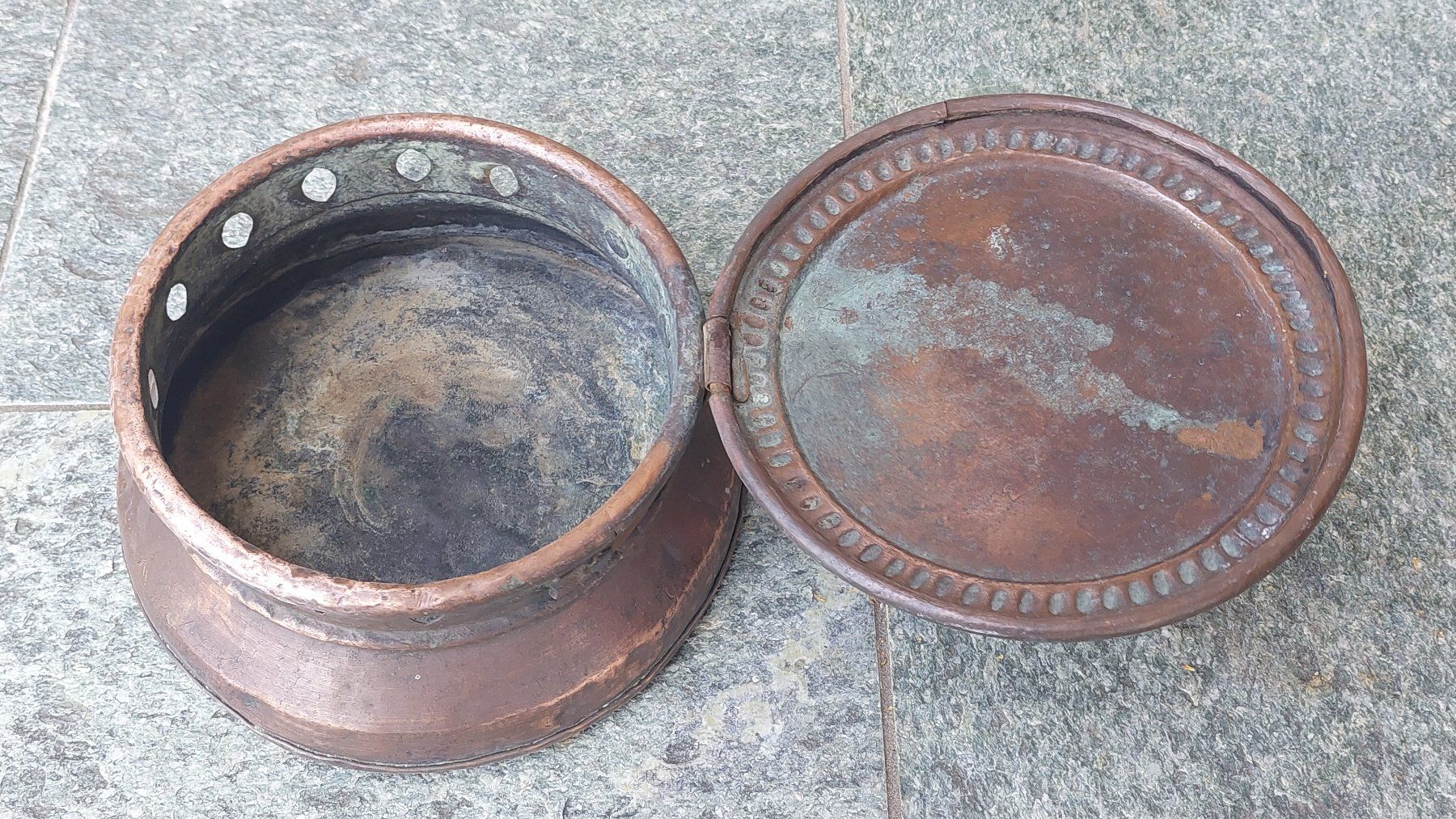 Padelle: Kupferpfanne mit Griff und Deckel, antik – Usato da Muri b. Bern venduto da Spassholz 4