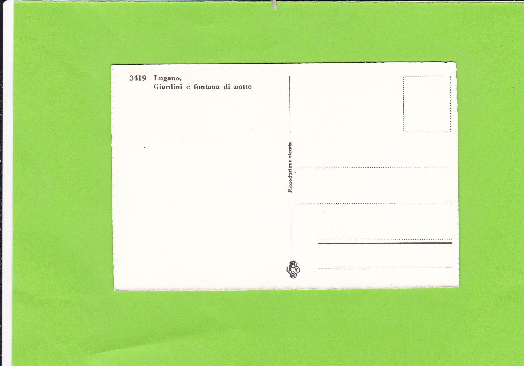 Cartoline postali: Lugano, Giardini e fontana di notte – Usato da St. Peterzell venduto da neckertal 1