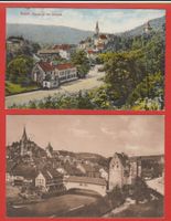 Baden  -  2 alte Ansichtskarten (+ Bahnstempel)  1912