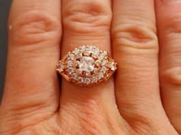 Ring mit Zirkonia, vergoldet 585, 4g, size 9 (59)