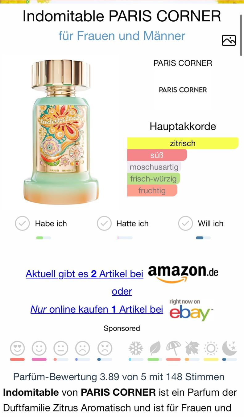 Parfum & Eau de Toilette: PARIS CORNER Indomitable EDP5ML Abfüllung – Gebraucht aus Zürich von deruja 1