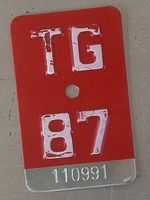 TG 87 - VELONUMMER - FAHRRADSCHILD - PLAQUE DE VELO - TG 87