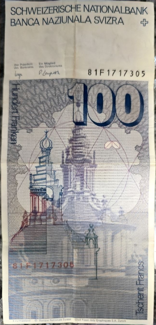 Sammlerstück: Alte 100 CHF Note, Schweizer Nationalbank. Top (Gebraucht ...